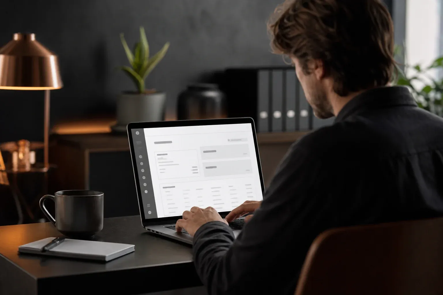 Freelancer erstellt eine Rechnung in einer Cloud-Buchhaltungssoftware am Laptop