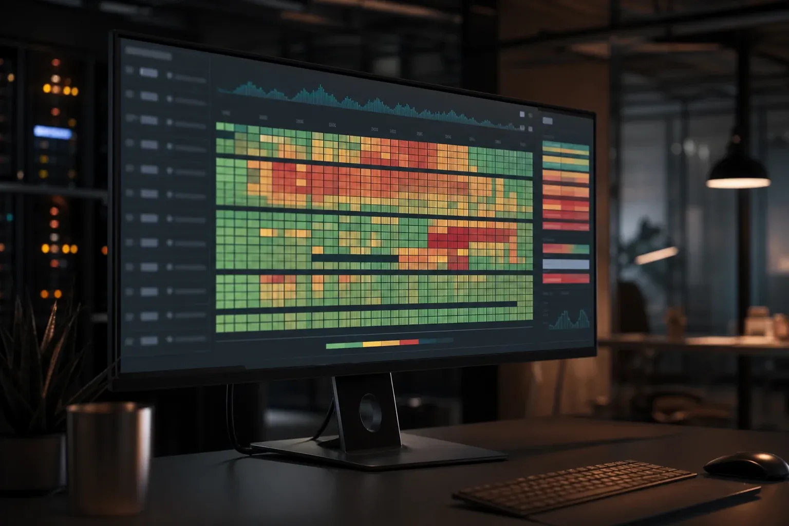 Dashboard einer Kapazitätsplanung Software mit farbiger Auslastungs-Heatmap über mehrere Monate