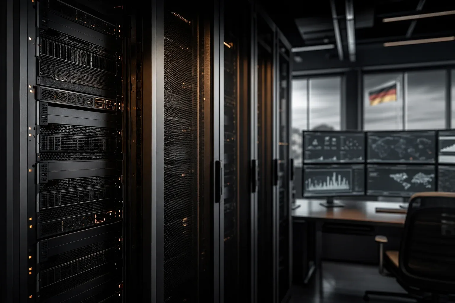 Server-Racks in einem deutschen Rechenzentrum