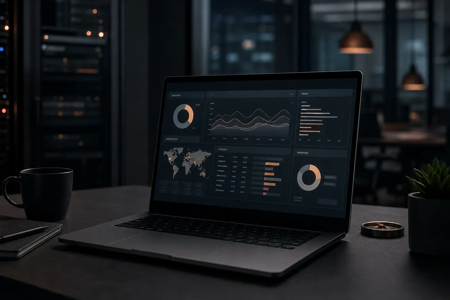 DSGVO-konformes Webanalyse-Dashboard mit Besucherstatistiken auf einem Laptop